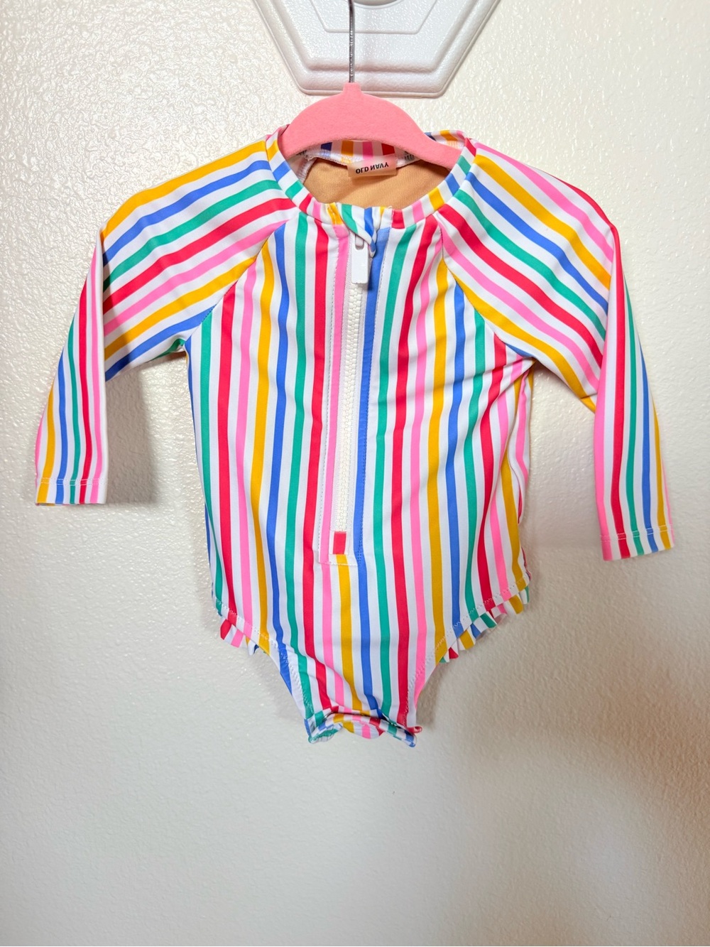 Old Navy Multicolor Rainbow Stripe Rash Guard One-Piece